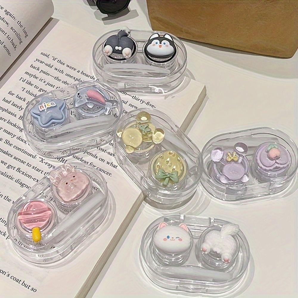 3D-украшение Футляр для контактных линз Прозрачный контейнер для контактных линз Портативный держатель для контактных линз gray husky